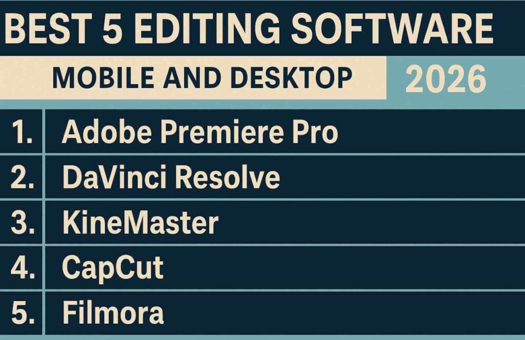 ২০২৬ সালের সেরা ৫টি ভিডিও এডিটিং সফটওয়্যার | Mobile & Desktop Guide